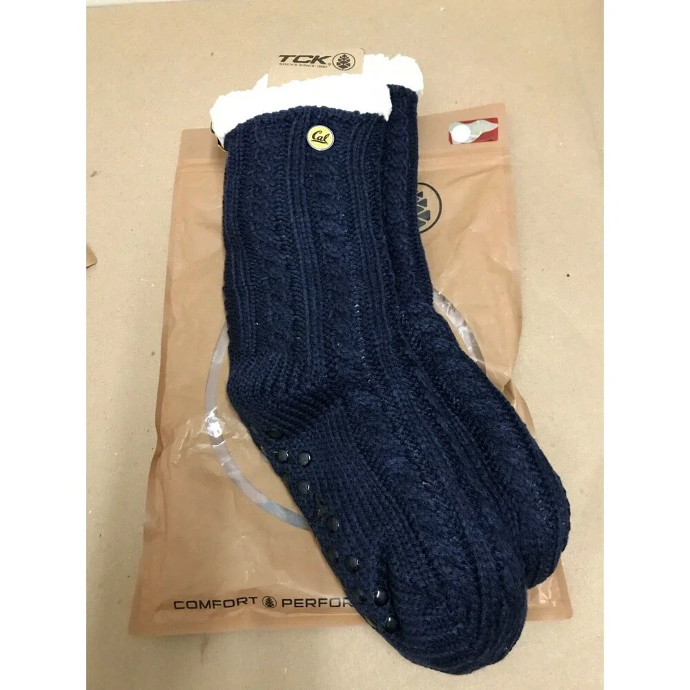 TCK University of California Miss Chalet Cable Knit Sherpa Lined Slipper Socks